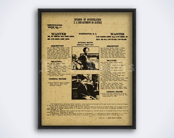 Bonnie and Clyde 1934 crime record and wanted poster, outlaw, bank robber, Barrow gang, true crime art, print (DIGITAL DOWNLOAD)