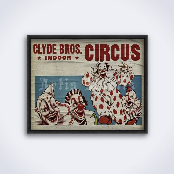 1993年 オリジナルClownサマーピクニック ハーマンミラー アートポスター Clyde Bros Circus, Weird Clowns Poster, Vintage Oddities, Freak