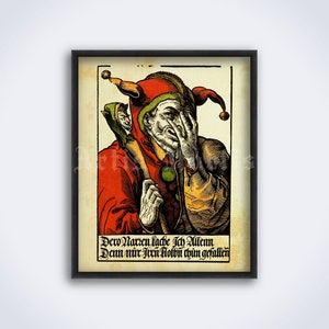 Schalksnarr, Fool, Jester - medieval laughting clown print, Joker, bufoon, circus art, vintage poster (DIGITAL DOWNLOAD)