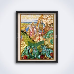 Dragon Heads - Slavic folk tales illustration, Ivan Bilibin art, print, poster (DIGITAL DOWNLOAD)