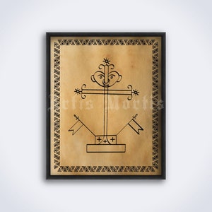 Baron Cimetiere veve, voodoo art, spirit of the dead, grave, tomb, cemetery, symbol, sigil, print, poster (DIGITAL DOWNLOAD)