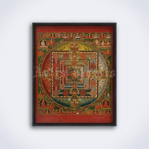 Kalachakra Mandala - vintage Tibetan art, Wheel of Time print, Buddhism, Vajrayana, Tibet, Tantra, Samsara, poster (DIGITAL DOWNLOAD)