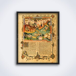 Podróże Marco Polo, Księga Cudów, średniowieczny rękopis, podróże, przygody, odkrywca, wydruk vintage, plakat (POBIERANIE CYFROWE)