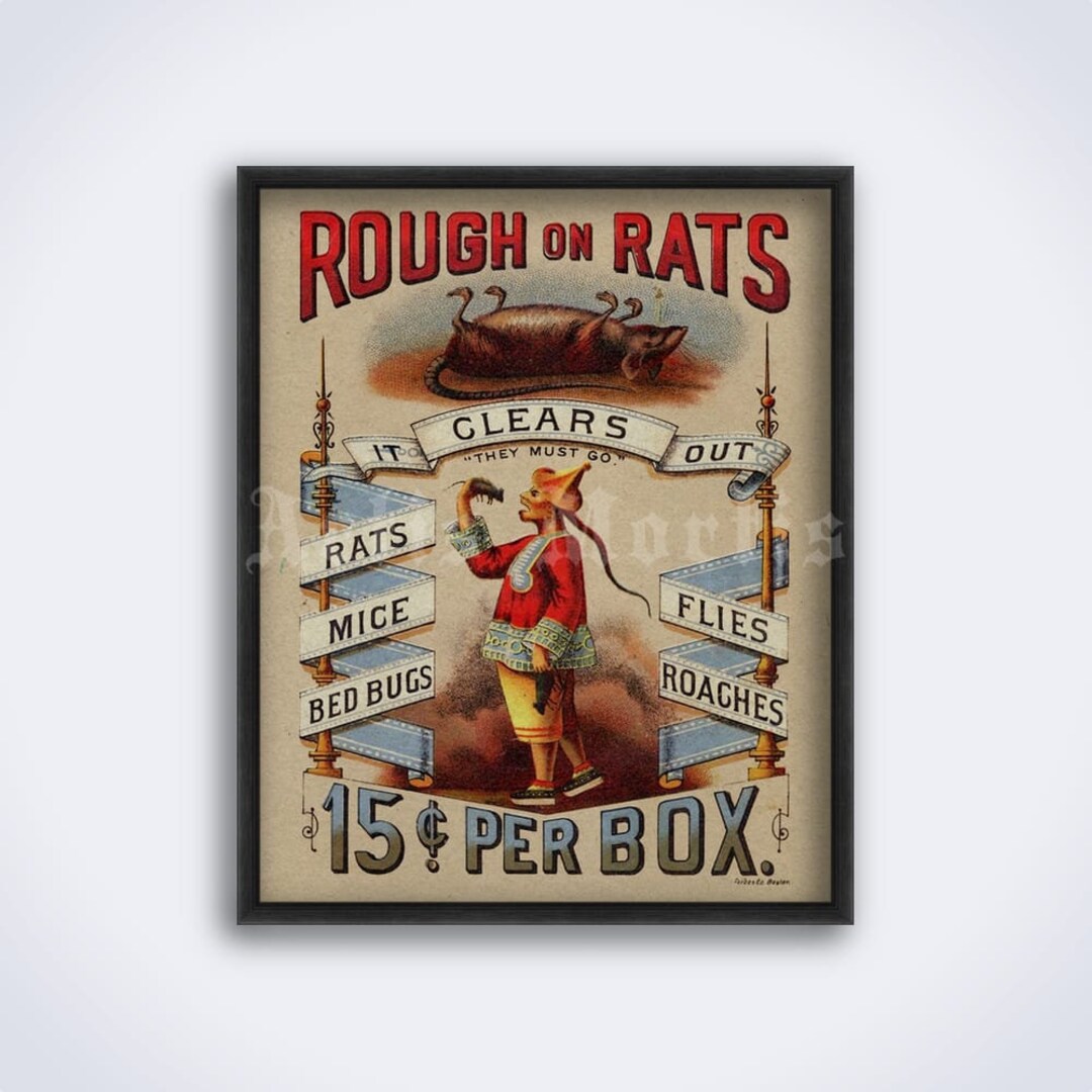 Rough on Rats - Vintage Poison Poster. Rattle, Plague, Weird, Spooky ...