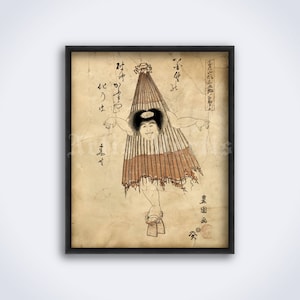 Karakasa-obake, Umbrella-monster - Japanese demonology, yokai, dark folk art, folklore, weird demon, Japan, print, poster (DIGITAL DOWNLOAD)