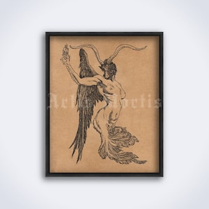 Satyr drawing by occultist Austin Osman Spare, chaos magick, faun, demon, spirit, occult symbolism art print, poster (DIGITAL DOWNLOAD)