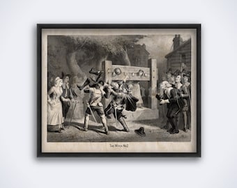 Salem Witches straf, proces, executie illustratie, vintage print, poster (DIGITAL DOWNLOAD)