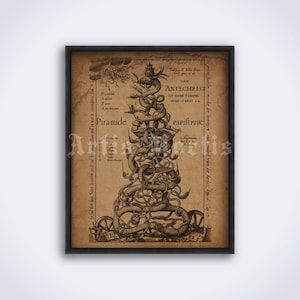 Schlangen der Hölle, Piramid Papistique, Antichrist – mittelalterlicher religiöser dunkler Kunstdruck, Poster (DIGITAL DOWNLOAD)