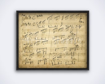 Ludwig van Beethoven - Moonlight Sonata original handwritten score print, poster (DIGITAL DOWNLOAD)