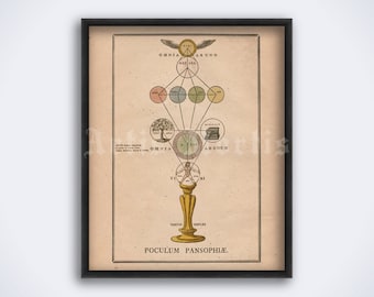 Impresión artística del diagrama del Árbol de Pansophia: Póster místico de la alquimia (descarga digital)