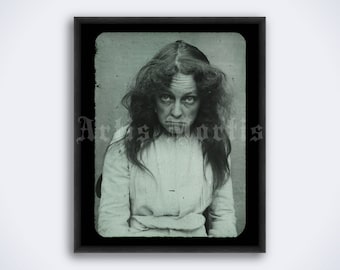 Lunatic woman – vintage psychiatry educational photo, mental hospital, hysteria, insanity, vintage print, poster (DIGITAL DOWNLOAD)