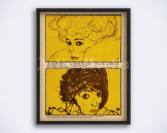 Gustav Klimt, Egon Schiele – vintage 1968 art exhibition poster, print (DIGITAL DOWNLOAD)