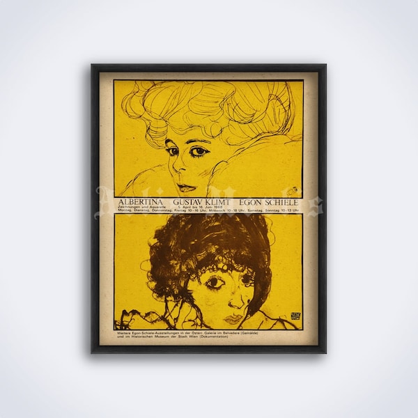 Gustav Klimt, Egon Schiele – vintage 1968 art exhibition poster, print (DIGITAL DOWNLOAD)