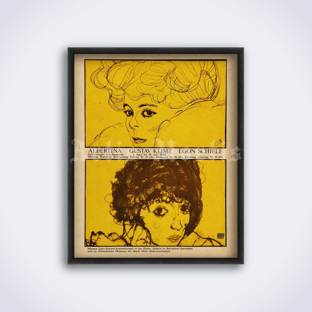 Gustav Klimt, Egon Schiele – Vintage 1968 Art Exhibition Poster