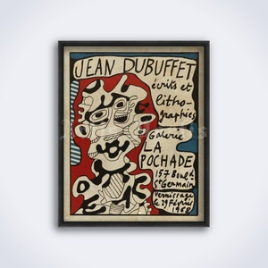 Cartaz da exposição vintage Jean Dubuffet - Ecrits et Lithographies 1968, abstrato, moderno, arte bruta, contemporâneo, impressão (DOWNLOAD DIGITAL)