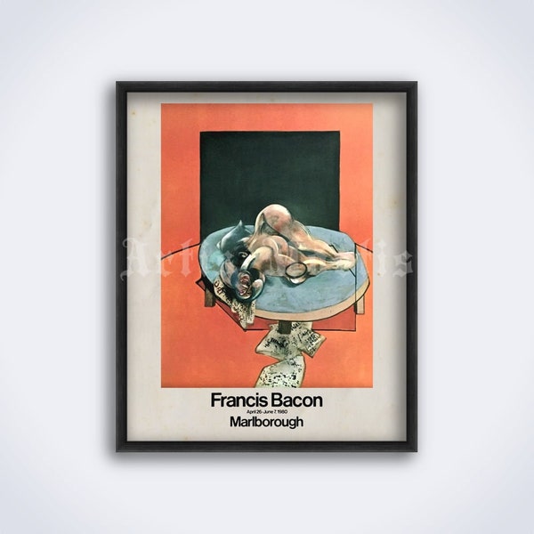 Francis Bacon - vintage 1980 kunsttentoonstelling poster, print (DIGITALE DOWNLOAD)