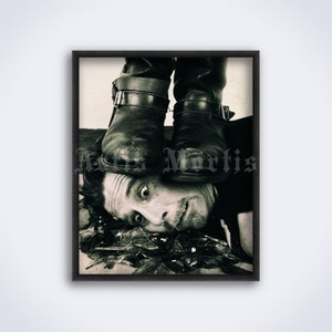 Man face on the broken glass – vintage circus performance photo, retro freak show, yoga, weird, strange print, poster (DIGITAL DOWNLOAD)