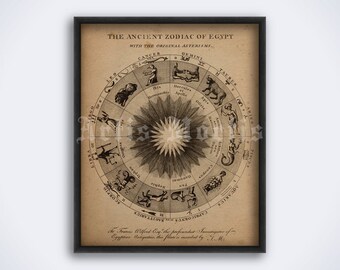 Egyptens zodiakhjul forntida astrologikonst, esoteriskt, mystiskt tryck, horoskopaffisch (DIGITAL NEDLADDNING)