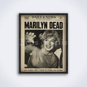 Marilyn Dead – copertina del giornale, foto di Marilyn Monroe, stampa della storia di Hollywood, poster (DIGITAL DOWNLOAD)