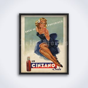 Vintage Cinzano Soda Italienisches Werbeposter, Party, Cocktail, Retro Bar Dekor, klassischer Werbedruck, Werbedruck (DIGITAL DOWNLOAD)