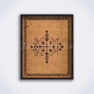 Papa Legba veve, voodoo art, Loa of the spiritual crossroads, myth, Haiti, symbol, sigil, print, poster (DIGITAL DOWNLOAD)