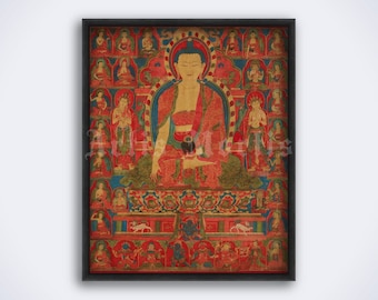 Buddha Shakyamuni - antique Tibetan art, Siddhattha, Gautama Buddha, Buddhism print, Tantra, Yoga, meditation, poster (DIGITAL DOWNLOAD)