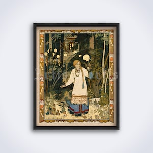 Vasilisa the Beautiful – Russian slavic folk tales illustration - Ivan Bilibin art, print, poster (DIGITAL DOWNLOAD)