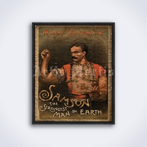Samson The Strongest Man on Earth – Victorian circus poster, antique freak show print (DIGITAL DOWNLOAD)