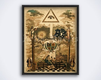 The Eye of Providence - Freemasonry art, Eye in the Pyramid, Great Seal, masonic symbol, occult print, illuminati poster (DIGITAL DOWNLOAD)