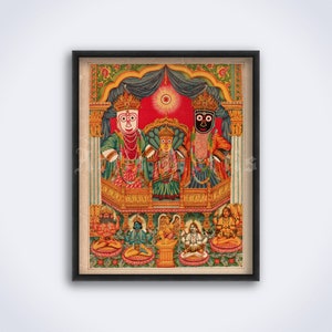 Shri Jagannatha, Krishna cult - Hindu art, Indian traditional painting, Krishnaism, Hinduism decor, vintage print, poster (DIGITAL DOWNLOAD)