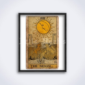 The Moon – Tarot Card Print, Major Arcana, Greater Arcana, wahrsagend, mystisches Symbol, Vintage Kunstposter (DIGITAL DOWNLOAD)