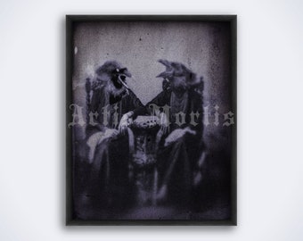 Anthropomorphic Ravens Victorian weird photo collage, creepy print, poster (DIGITAL DOWNLOAD)