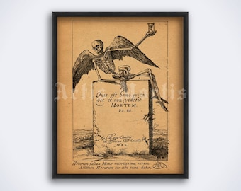 Angel of Death Tombstone Print, Memento Mori, Medieval Art (Digital Download)