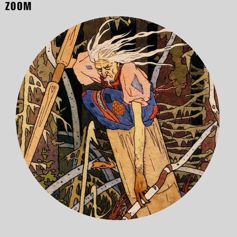 May include: A watercolor illustration of a white-haired man with a long beard, wearing a blue and red patterned shirt, holding a wooden staff and standing on a log in a forest setting.