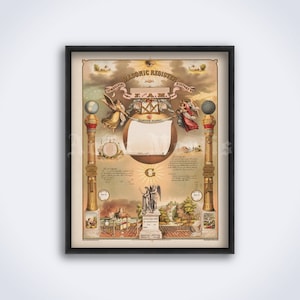 Masonic Register Symbolic History of F&AM, Mason Grand Master Zertifikat, Freimaurer Kunst, Freimaurer Lodge Print, Poster (DIGITAL DOWNLOAD)
