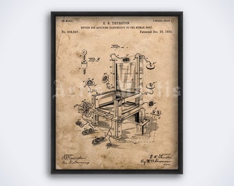 Electric Chair patent – execution, death chamber, death row, vintage print, poster (DIGITAL DOWNLOAD)