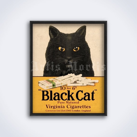 Vintage Black Cat Cigarettes Ad Poster: Retro Smoker Gift (digital  Download)