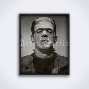 Frankenstein portrait – Boris Karloff vintage photo, classic monster poster (DIGITAL DOWNLOAD)