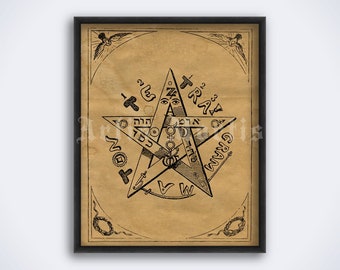 Tetragrammaton, Name of God – esoteric pentagram, occult art, print, poster (DIGITAL DOWNLOAD)