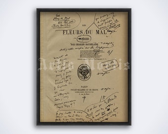 Flowers of Evil Print: Charles Baudelaire Poetry Title Page (Digital Download)