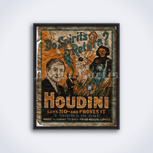 Houdini – Do Spirit Return - vintage magic show, illusionist print, poster (DIGITAL DOWNLOAD)