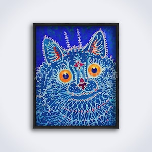 Gothic style Cat by Louis Wain – weird, psychedelic, strange art, vintage print, poster (DIGITAL DOWNLOAD)