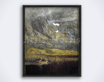 Echo – Theodor Kittelsen 1888 painting, Norse landscape print, nature, lake, mountains, fog, spirit, mystic art, poster (DIGITAL DOWNLOAD)