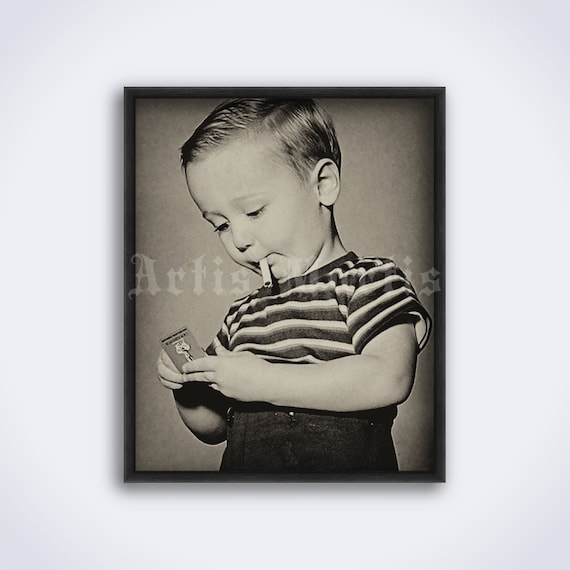 Impression photo vintage petit fumeur : art humoristique rtro  (tlchargement numrique) - Etsy France