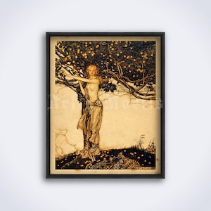 Idun goddess of youth and apple tree - art by Arthur Rackham, Norse pagan myth, Nord magic tales, print, poster (DIGITAL DOWNLOAD)