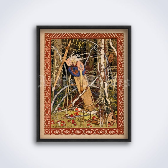 Baba Yaga Art Print: Ivan Bilibin Slavic Folklore Illustration (Digital Download)