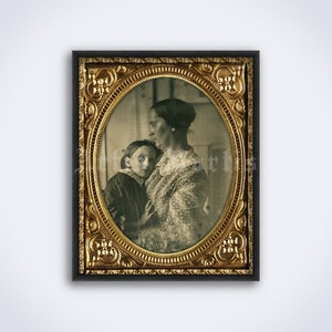Mère avec une fille mourante, photo d’ambrotype victorienne, post-mortem, mort, gothique, art sombre, impression vintage, affiche (TÉLÉCHARGEMENT NUMÉRIQUE)