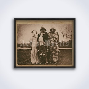 Creepy Family in weird costumes – antique Halloween photo, vintage print, poster (DIGITAL DOWNLOAD)