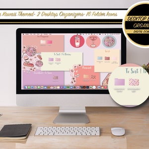 SAKURA DESKTOP WALLPAPER Organizer- Folder Icons- Kawaii Sakura- Cherry Blossom- Laptop background- Desktop background - Apple- Windows