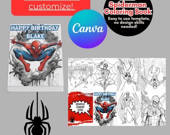 Spider-Man Mini Coloring Book for Kids | Editable Printable Superhero Pages | Instant Download